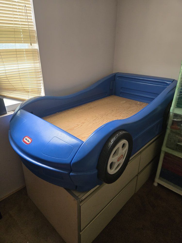 Little Tikes Blue Race Car Toddler Bed Frame - Fun Kids Bedroom Furniture