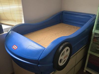 Little Tikes Blue Race Car Toddler Bed Frame - Fun Kids Bedroom Furniture