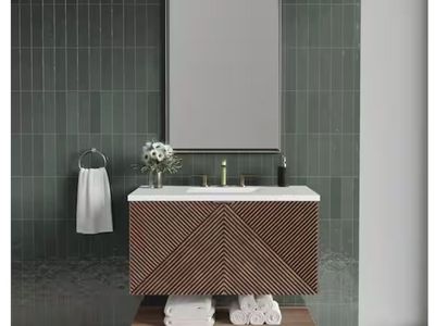 James Martin Vanities Marcello 36.0 in. W x 23.5 in. D x 37.2 in. H Bathroom Vanity in Chestnut with White Zeus Quartz Top