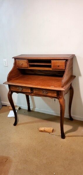 Louis XV Style Secretary Desk Brown Wood