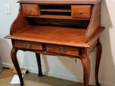 Louis XV Style Secretary Desk Brown Wood