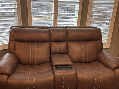 Brown leather couch!