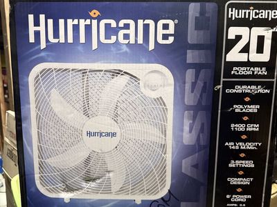 Hurricane Classic 20 Inch Portable Box Floor Fan 3-Speed 2400 CFM