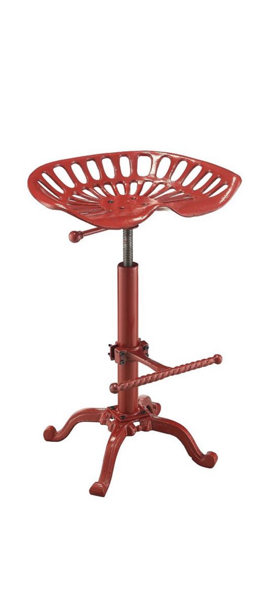 Red Adjustable Tractor Seat Bar Stool Industrial Farmhouse Counter Height Seat