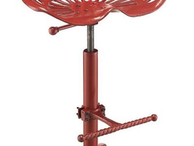 Red Adjustable Tractor Seat Bar Stool Industrial Farmhouse Counter Height Seat