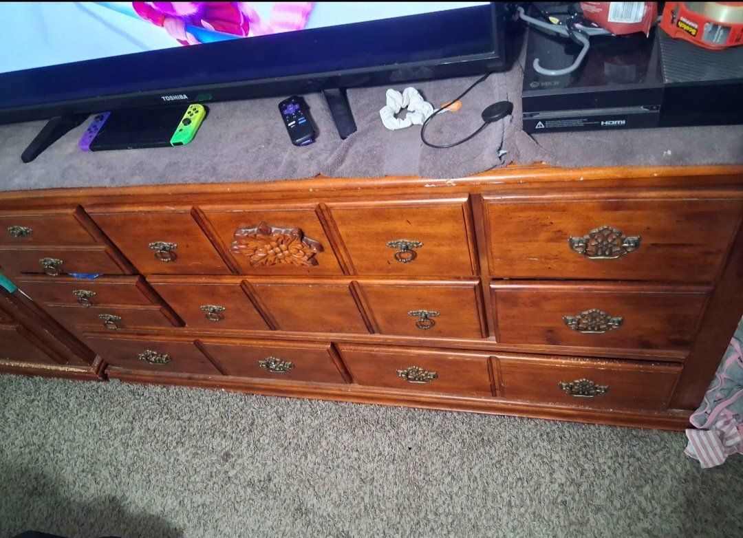 solid wood dresser and nightstand