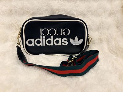 GG Adidas Collaboration Black Leather Crossbody Bum Bag