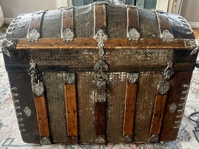 Antique Camel Back Steamer Trunk