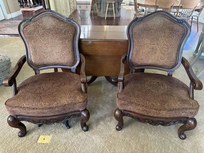 Pair of Traditional Upholstered Accent Chairs