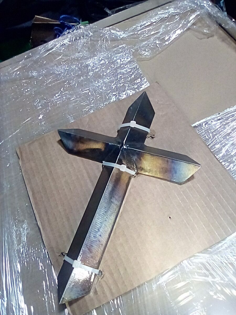 Iridescent Metal Cross, 12" x 8" x 2"