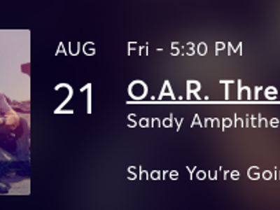 4 - O.A.R. Three Decades Tour at Sandy Amphitheater (Fri, Aug 21) – $40/ea LAWN GENERAL ADM