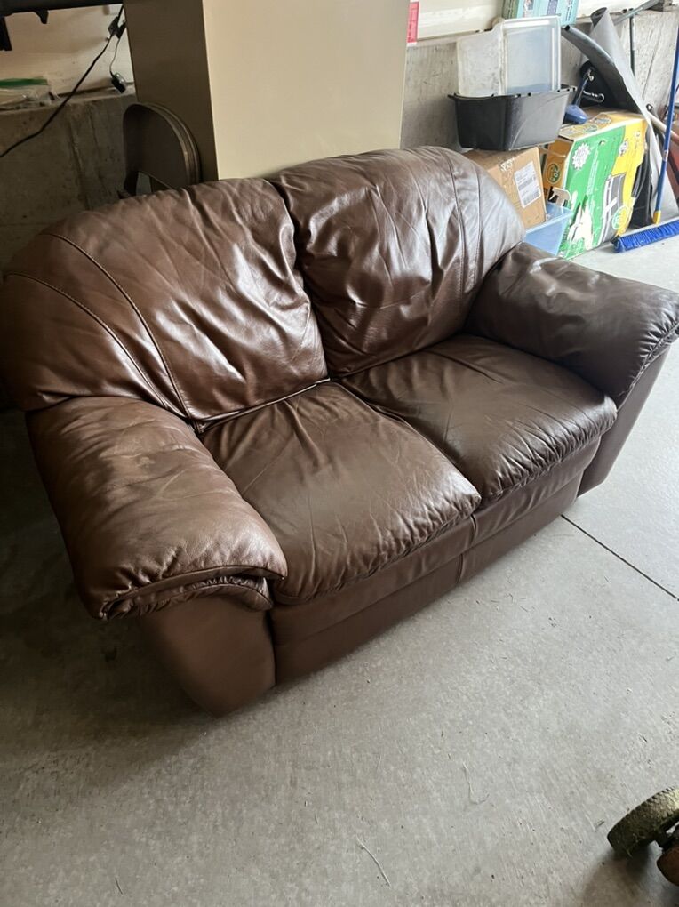 Leather Loveseat, Chair, Ottoman