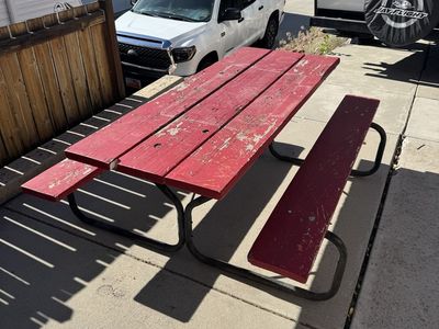 Red Rectangular Picnic Table with Heavy Duty Frame