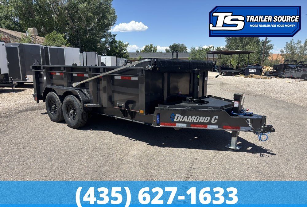 7x14 Diamond C LPT 207 Dump Trailer - 32" Sides - 15.5K GVWR - 14 Ply Tires, Board Brackets, Long Arm Tarp