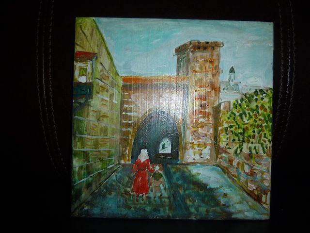 "Church Goers"- Grandma Moses Collector Tile in the Original Box -Vintage