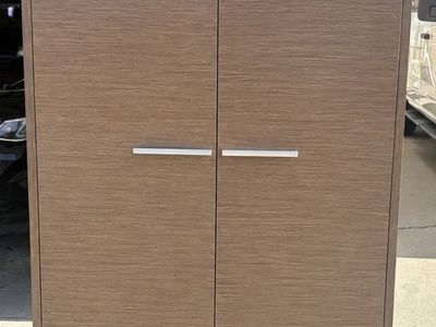 Brown Wood Grain Storage Cabinet / Wardrobe with Shelves