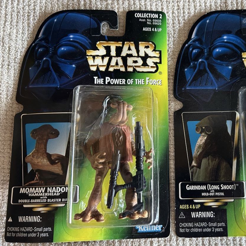 90’s Star Wars The Power of the Force Kenner Momaw Nadon w/Double Barrel Blaster Action Figure- Brand New Green Card