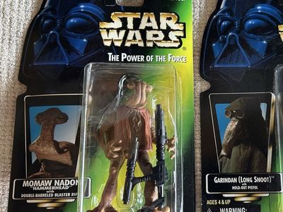 90’s Star Wars The Power of the Force Kenner Momaw Nadon w/Double Barrel Blaster Action Figure- Brand New Green Card