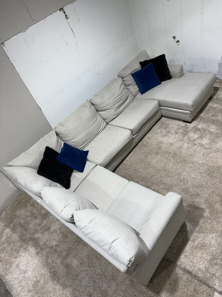 Large Light Grey Fabric Sectional