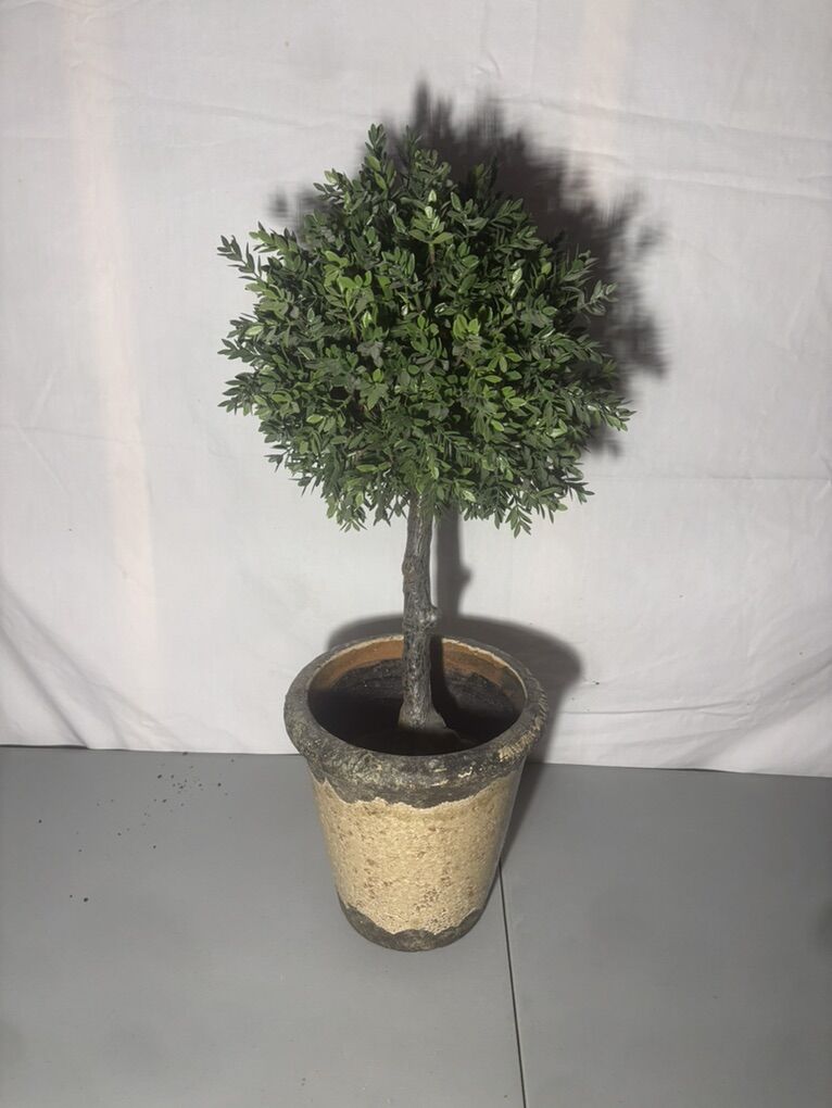Artificial Topiary Plant with Rustic Ceramic Pot