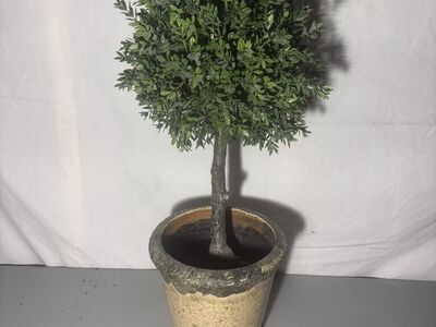 Artificial Topiary Plant with Rustic Ceramic Pot