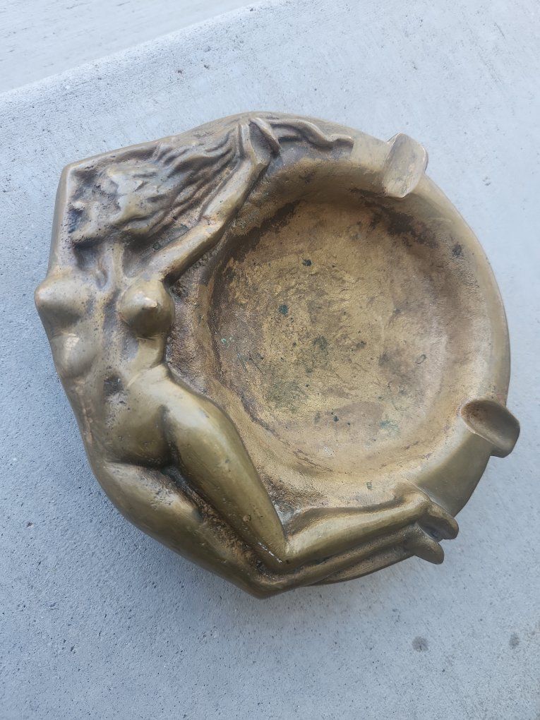 Art Nouveau Solid Brass Ashtray