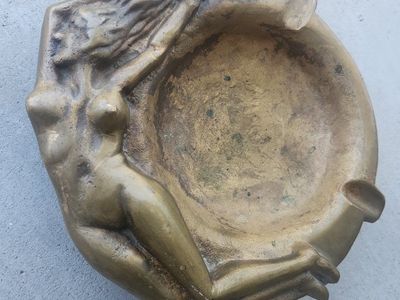 Art Nouveau Solid Brass Ashtray