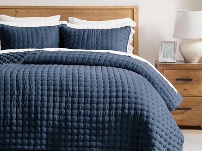 WDCOZY Navy Blue Oversized California King Size Quilt Bedding Set