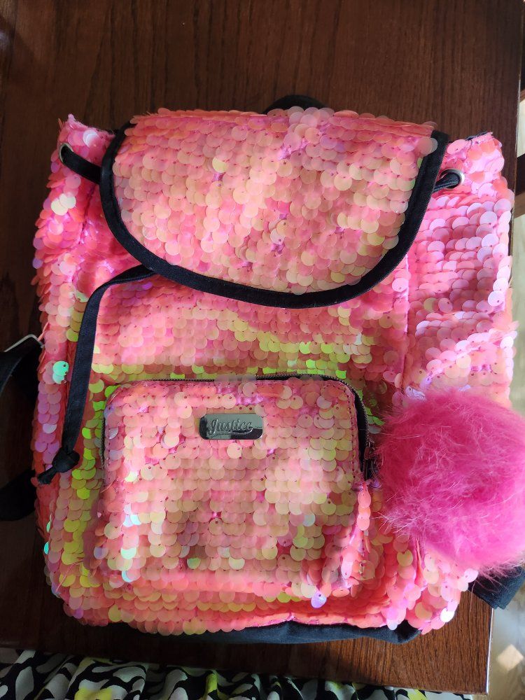 Justice Pink Sequin Mini Backpack