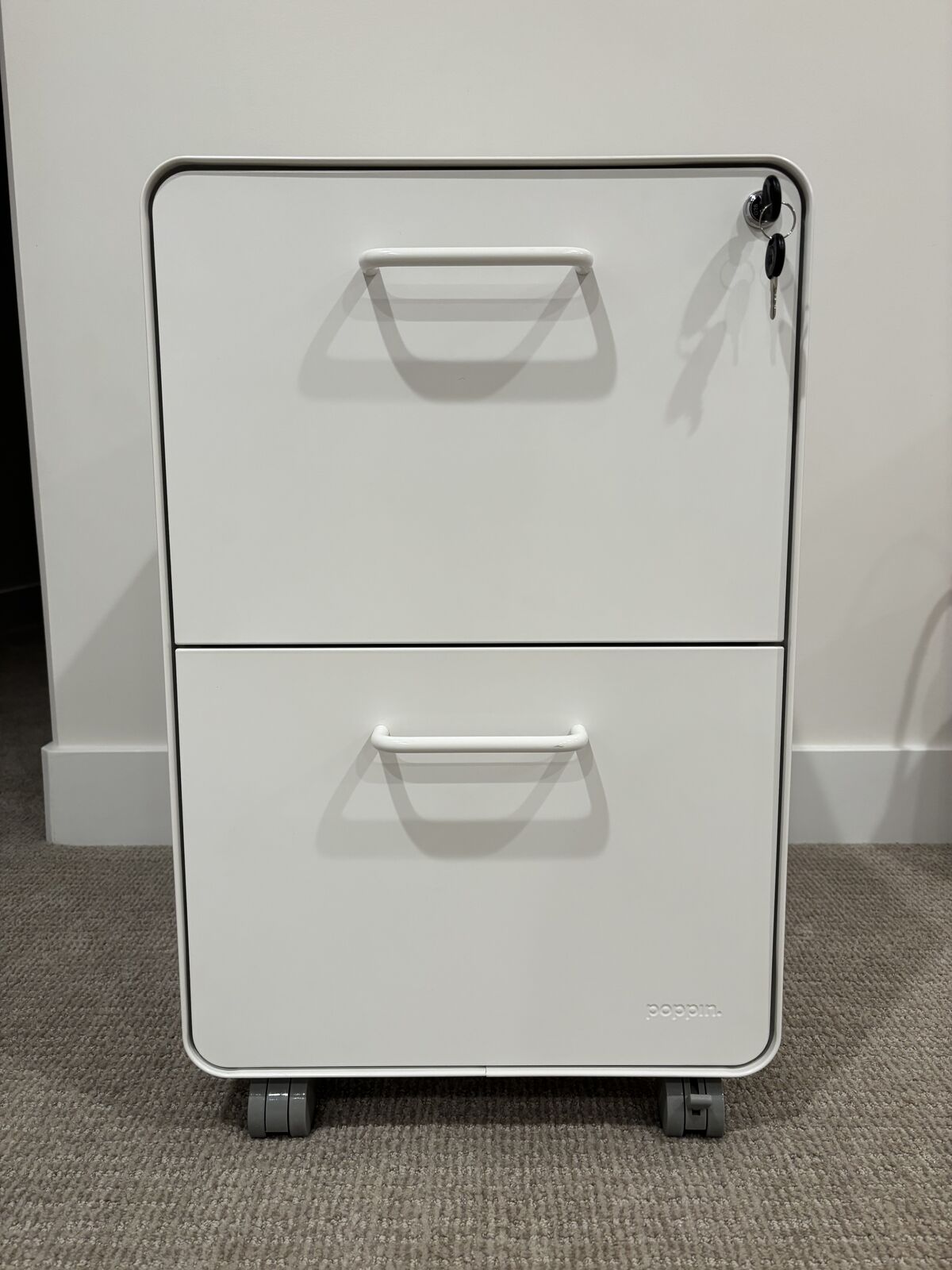 Poppin Stow 2-Drawer Locking File Cabinet, White- Excellent Condition!