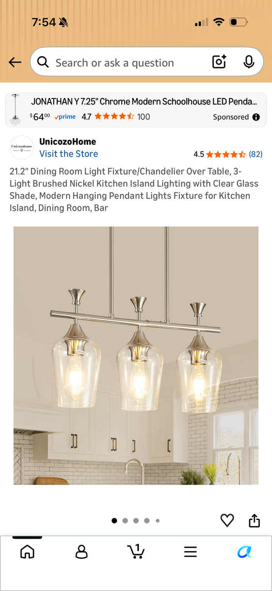 Modern 3-Light Brushed Nickel Chandelier