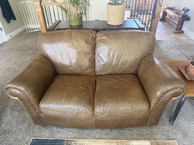 Leather loveseat