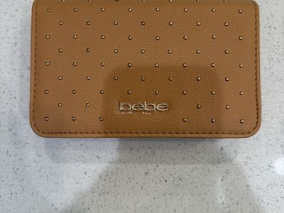 Authentic Bebe Tan Studded Wallet / Clutch