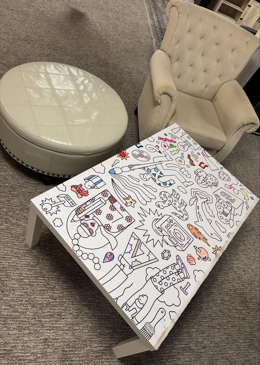 Accent Chair/ Round Ottoman/ Kids Activity Table (Coloring Top). FREE FCFS LOCATED IN ALPINE