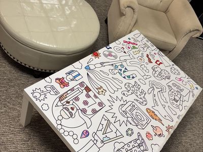 Accent Chair/ Round Ottoman/ Kids Activity Table (Coloring Top). FREE FCFS LOCATED IN ALPINE