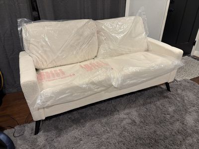 Brand new Loveseat Sofa - White, Built-in USB Charging & Side Table