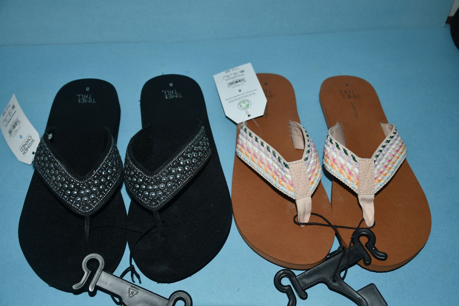2 NWT PAIRS of WOMEN'S SANDALS ~ SIZE 8 ~ BROWN & BLACK ~ CUTE DETAIL ~ HEEL HEIGHT 1" ~ BOTH FOR $10
