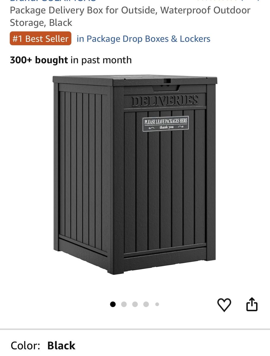Outdoor Package Delivery Drop Box - Waterproof Weather-Resistant Storage Bin, Black
