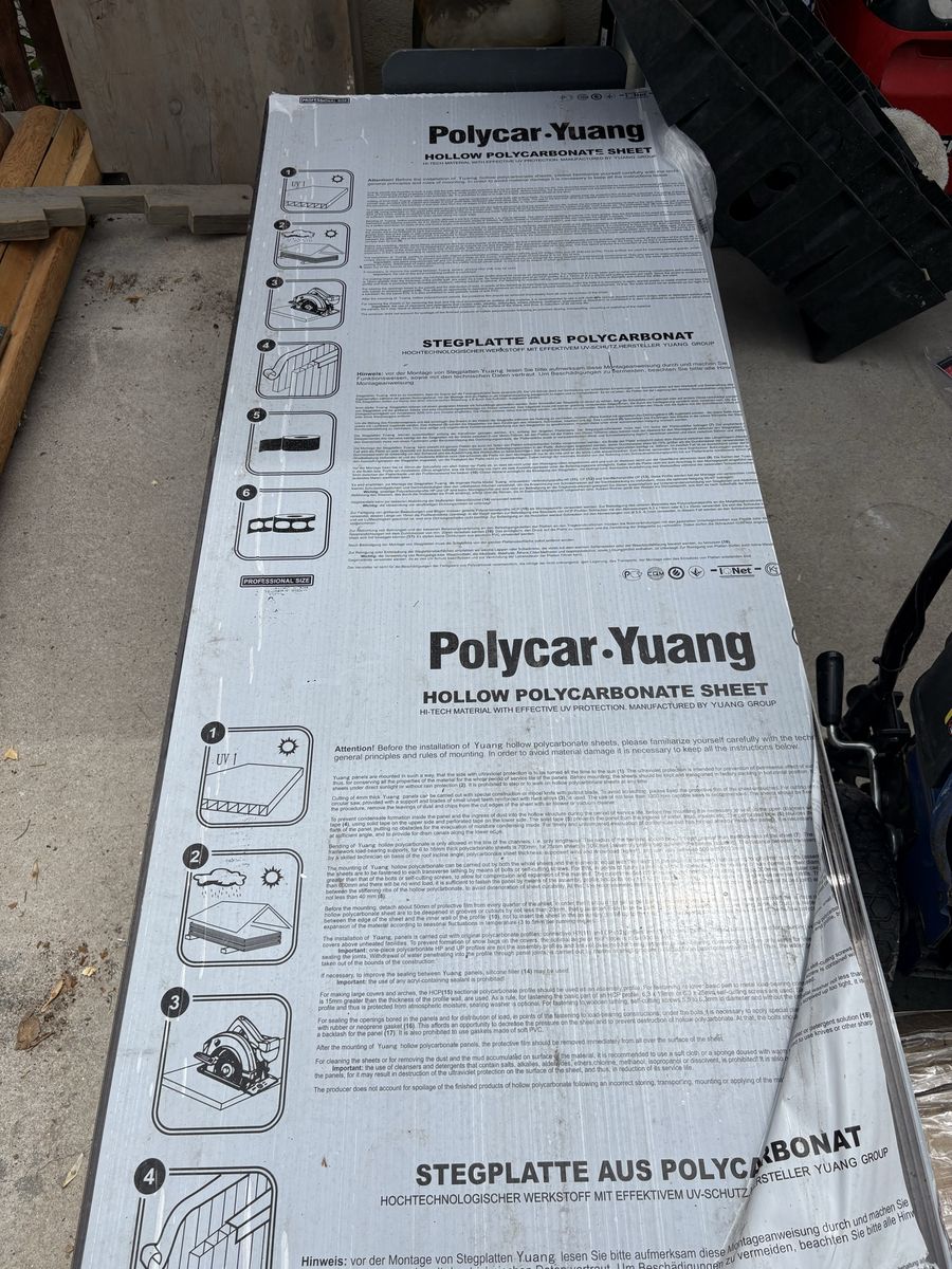 Polycar-Yuang Hollow Polycarbonate Sheet - UV Protected, Professional Size Building Material 14 Sheets 59 x 24 x 1/4