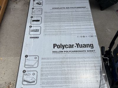 Polycar-Yuang Hollow Polycarbonate Sheet - UV Protected, Professional Size Building Material 14 Sheets 59 x 24 x 1/4