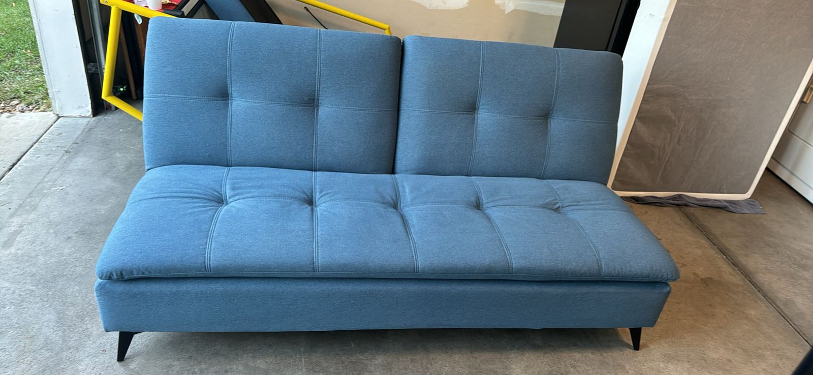 Blue Tufted Futon Couch Convertible Sofa Bed like new condition $100