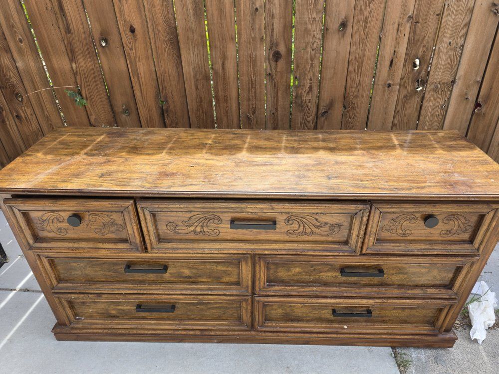 long wood dresser, $90 obo