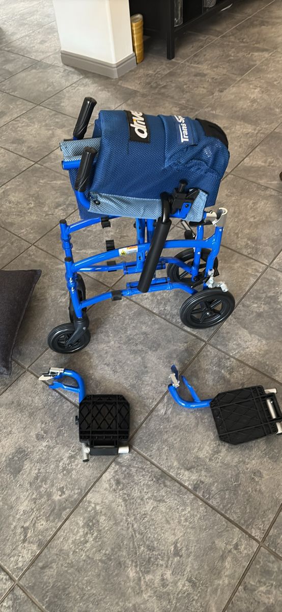 Drive Superlight Folding Transport Wheelchair Blue. Only 16 pounds !