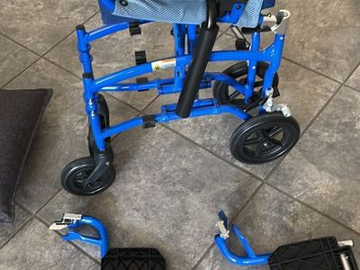Drive Superlight Folding Transport Wheelchair Blue. Only 16 pounds !