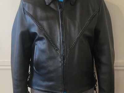 Petite womans leather motorcycle jacket with zip out liner