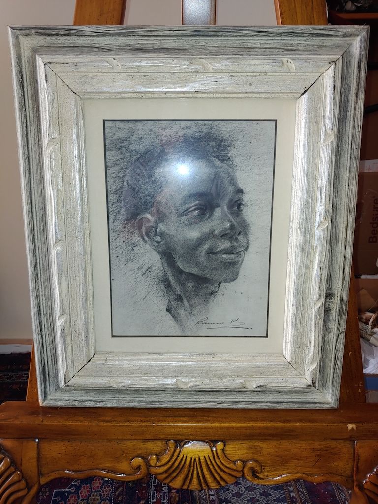 Ramon Kelley " Study of a Youth " Charcoal on Paper