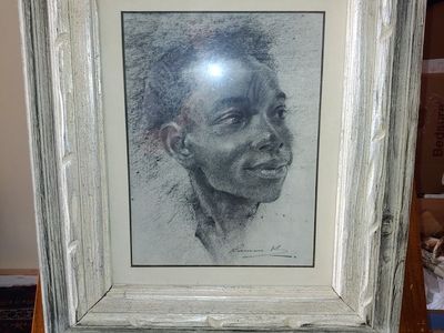 Ramon Kelley " Study of a Youth " Charcoal on Paper