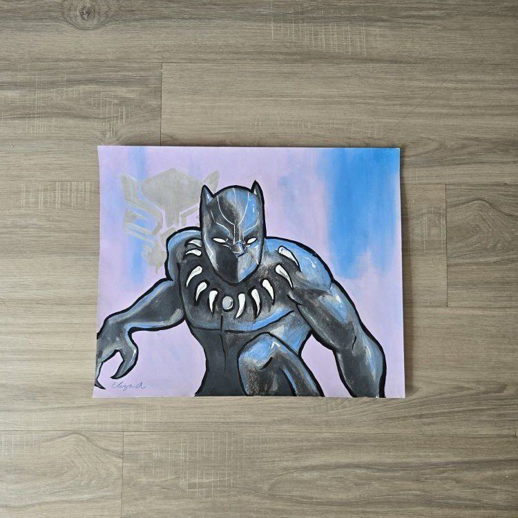 Original Hand-Painted Black Panther Art