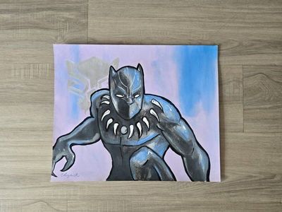 Original Hand-Painted Black Panther Art