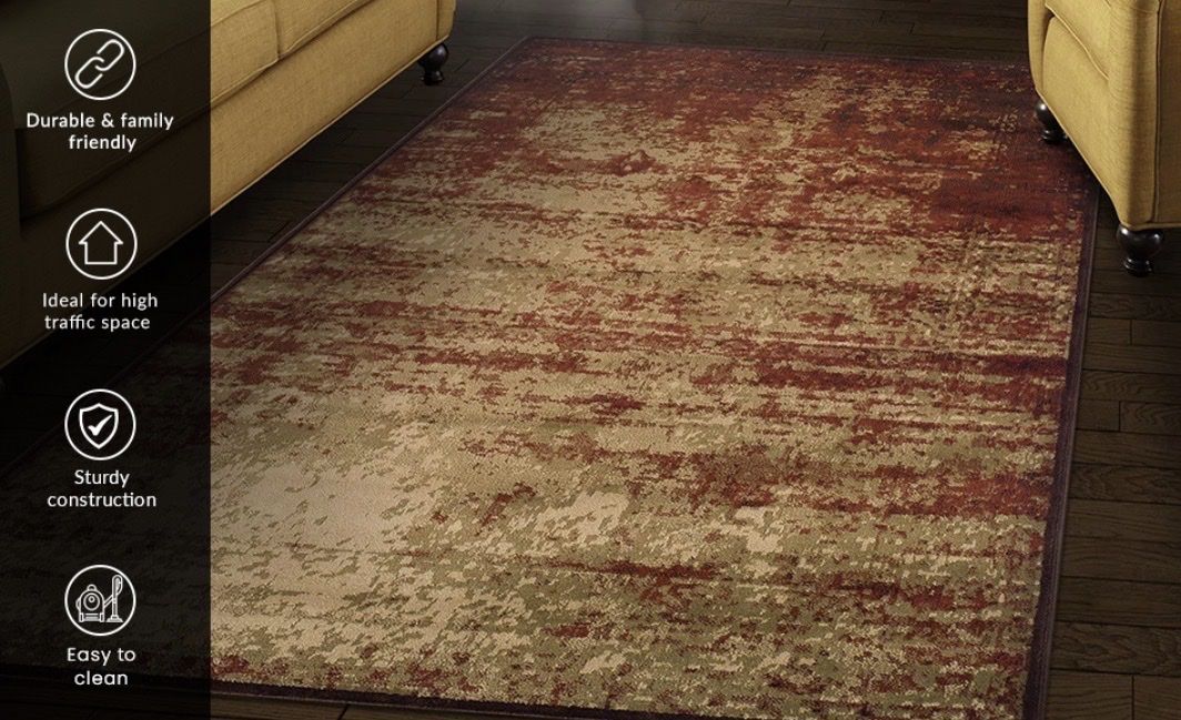 8’x8’ Abstract Auburn/Beige Area Rug